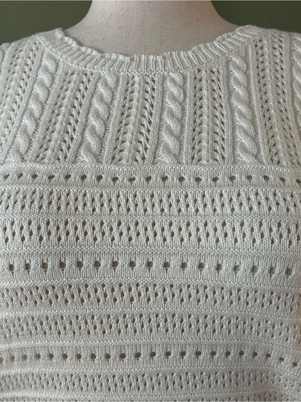 NWT Draper James Ivory Pointelle Cotton Blend Sweater | XL - Picture 3 of 8